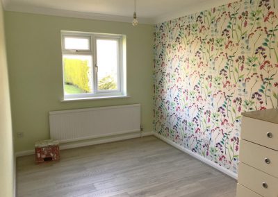 Floral wallpaper feature wall